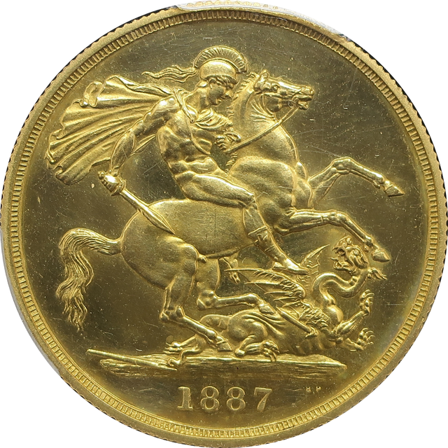 1887 イギリス 2ポンド金貨 ヴィクトリア女王 ジュビリーヘッド PR62 Cameo PCGS鑑定済み 裏面
