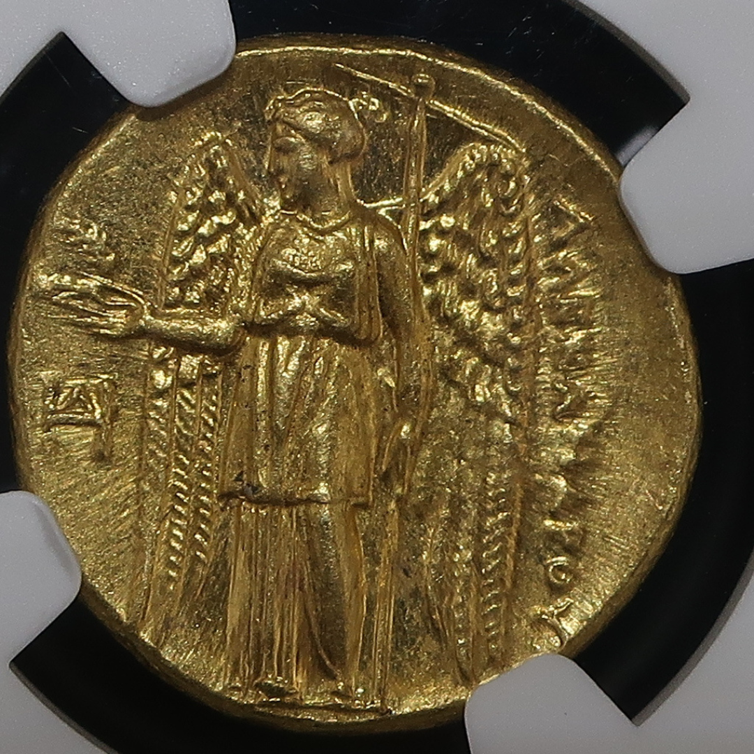 アレキサンダー3世 スタテル金貨 NGC Ch AU鑑定スラブ 裏面