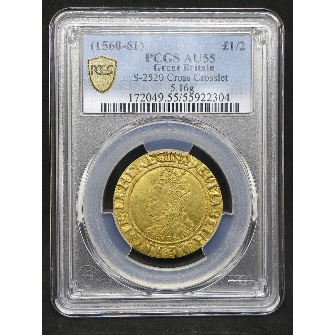 PCGS スラブ ラベル正面 — £1/2 Great Britain S-2520 Cross Crosslet 5.16g AU55 Cert 55922304