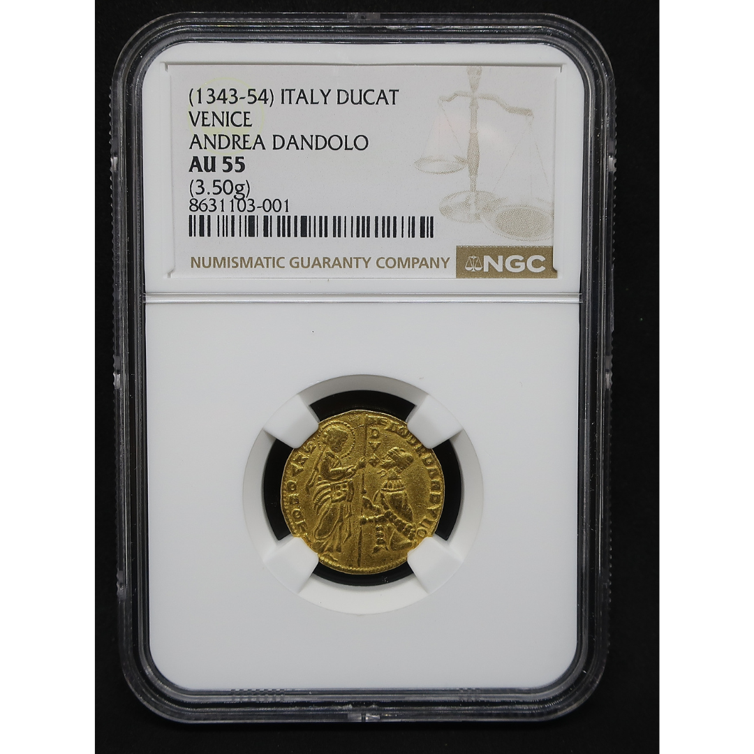 NGC スラブ ラベル アンドレア・ダンドロ ドゥカート AU55 鑑定番号 8631 103 001