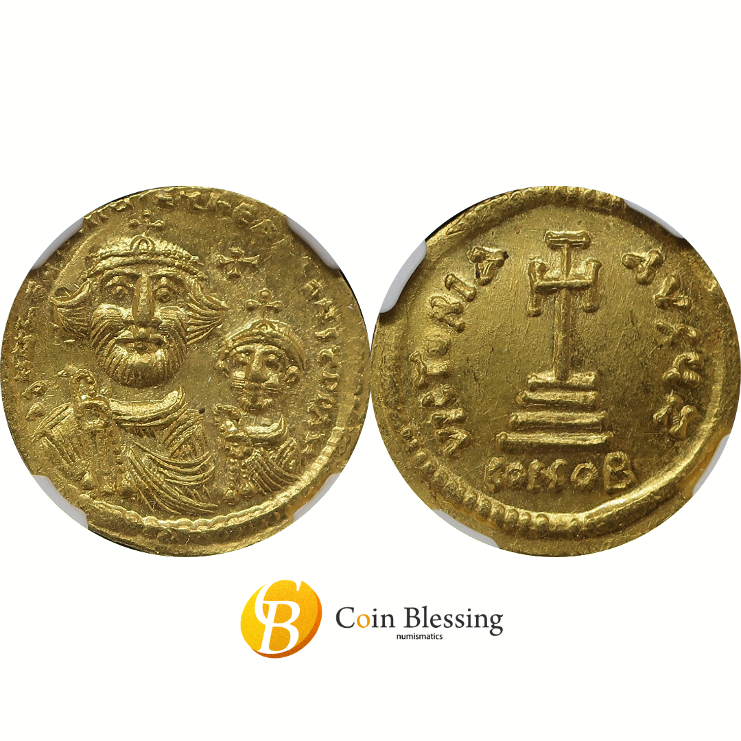 ヘラクレイオス朝ソリダス 表裏並び + Coin Blessing ロゴ