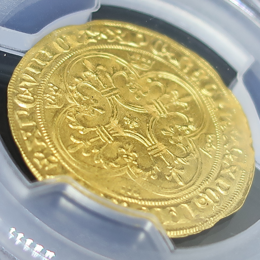 シャルル6世】1380-1422 フランス エキュドール金貨 MS63 PCGS鑑定済み