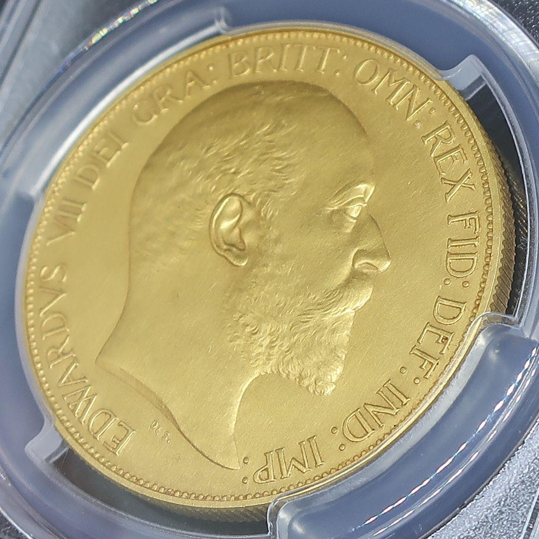 1902 イギリス 5ポンド金貨 表面 拡大アングル
