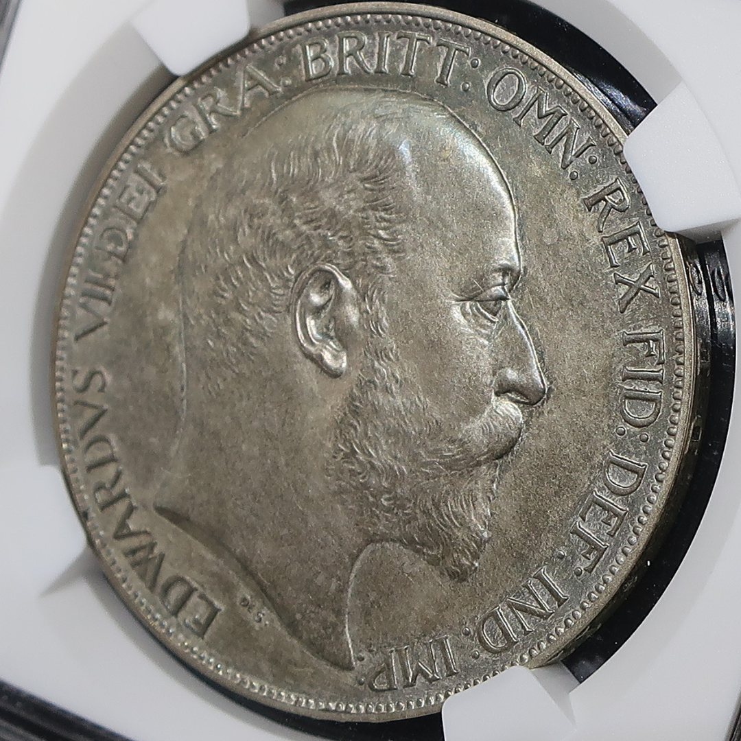 1902 イギリス クラウン銀貨 表面 拡大アングル