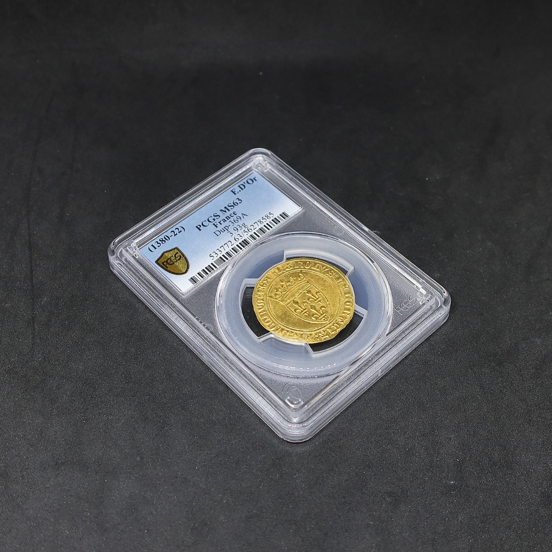シャルル6世】1380-1422 フランス エキュドール金貨 MS63 PCGS鑑定済み