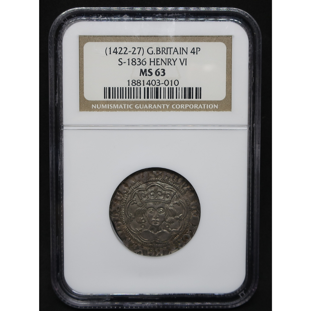 1422-1427 イギリス 4ペンス グロート銀貨 ヘンリー6世 MS63 NGC - CoinBlessing(コインブレッシング)