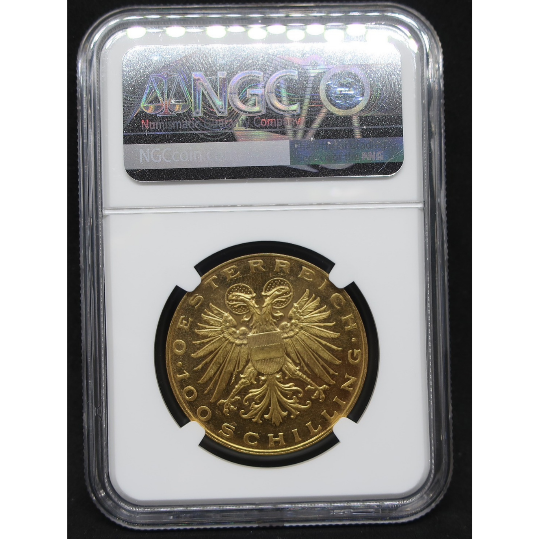 【マドンナ】1936 オーストリア 100シリング金貨 PL62 CAMEO NGC