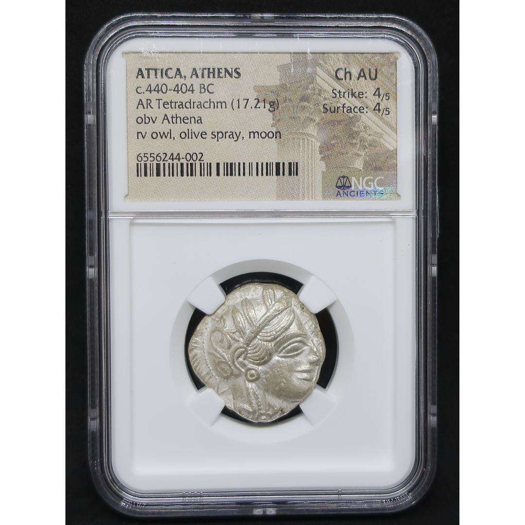 440-404 BC 古代ギリシャ アッティカ アテネ テトラドラクマ銀貨 ChAU4/5-4/5 NGC鑑定済み