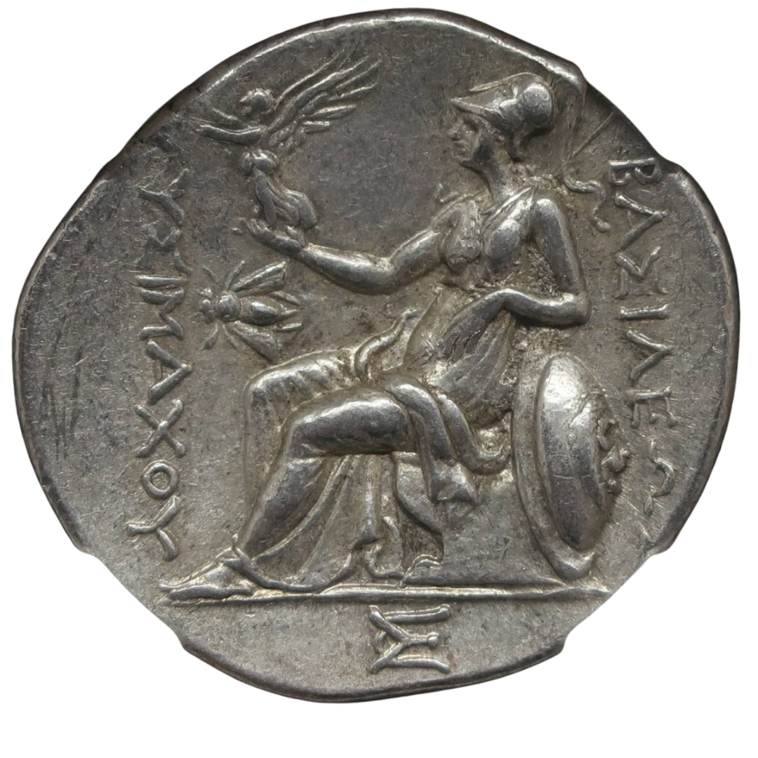 【古代トラキア王国】305-281 BC トラキア王国 テトラドラクマ銀貨 リシマコス王 ChXF 4/5-4/5 NGC