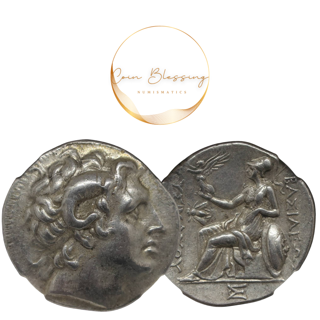 【古代トラキア王国】305-281 BC トラキア王国 テトラドラクマ銀貨 リシマコス王 ChXF 4/5-4/5 NGC