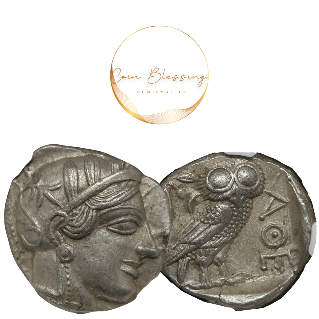 440-404 BC 古代ギリシャ アッティカ アテネ テトラドラクマ銀貨 AU5/5-4/5 NGC image3