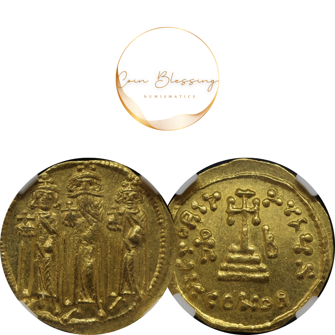 AD632-641  ビザンツ帝国 ソリダス金貨 ビザンチン AU5/5-5/5 NGC鑑定済み image3