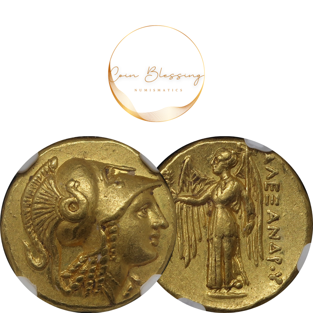 336-323BC マケドニア王国 スタテル金貨 アレキサンダー大王 AU 5/5-5/5 NGC image3