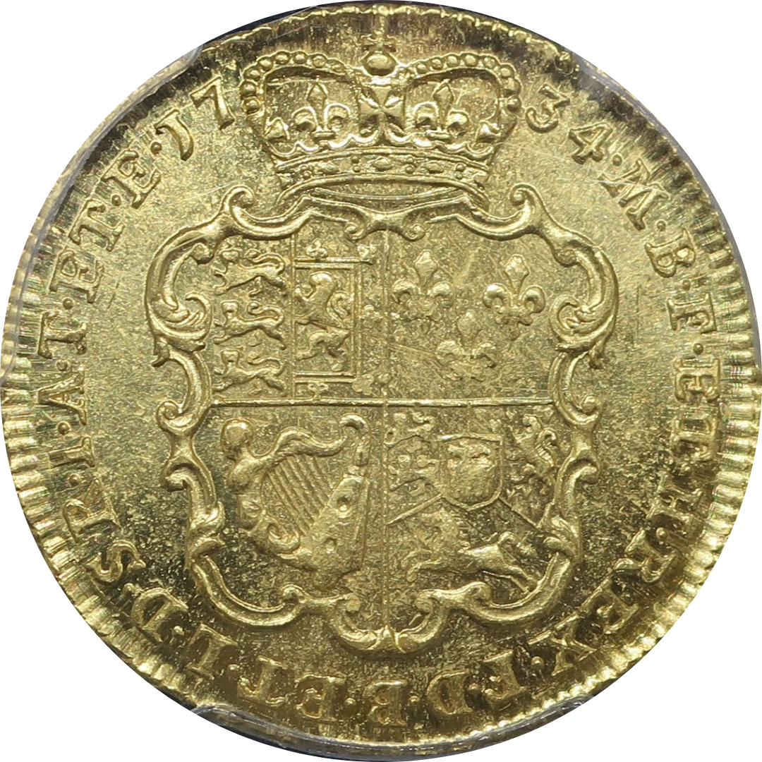 1734 イギリス ギニー金貨 ジョージ2世 MS62 PCGS