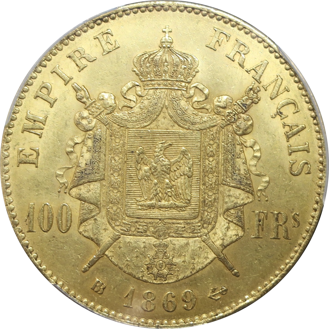 1869BB フランス 100フラン金貨 ナポレオン3世 MS62 NGC - CoinBlessing(コインブレッシング)