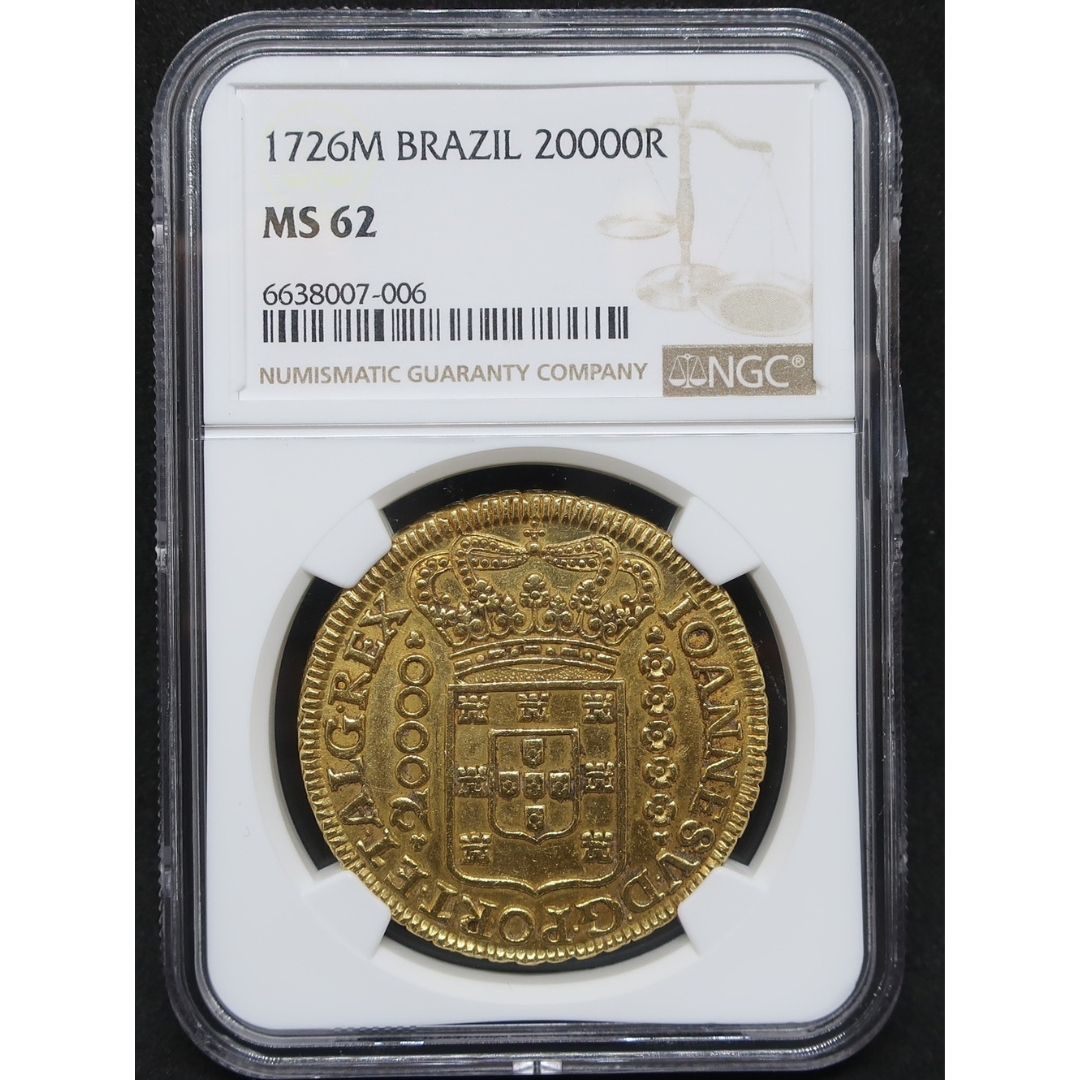 1726M ブラジル 20000レイス 超大型金貨 MS62 NGC - CoinBlessing(コインブレッシング)