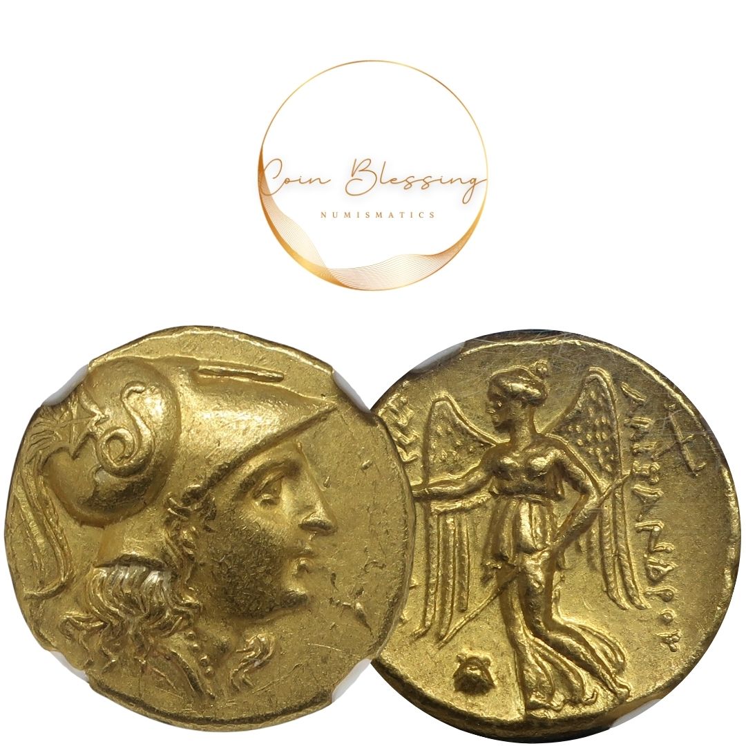 【アレキサンダー大王】336-323BC マケドニア王国 スタテル金貨 ChAU 5/5-4/5 NGC