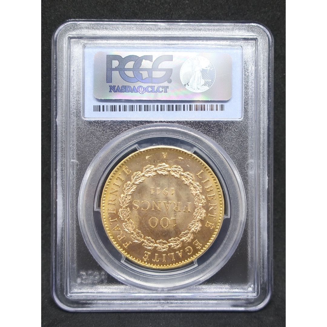 【幸運を運ぶ守護天使】1911A フランス 100フラン金貨 エンジェル金貨 MS64+ PCGS