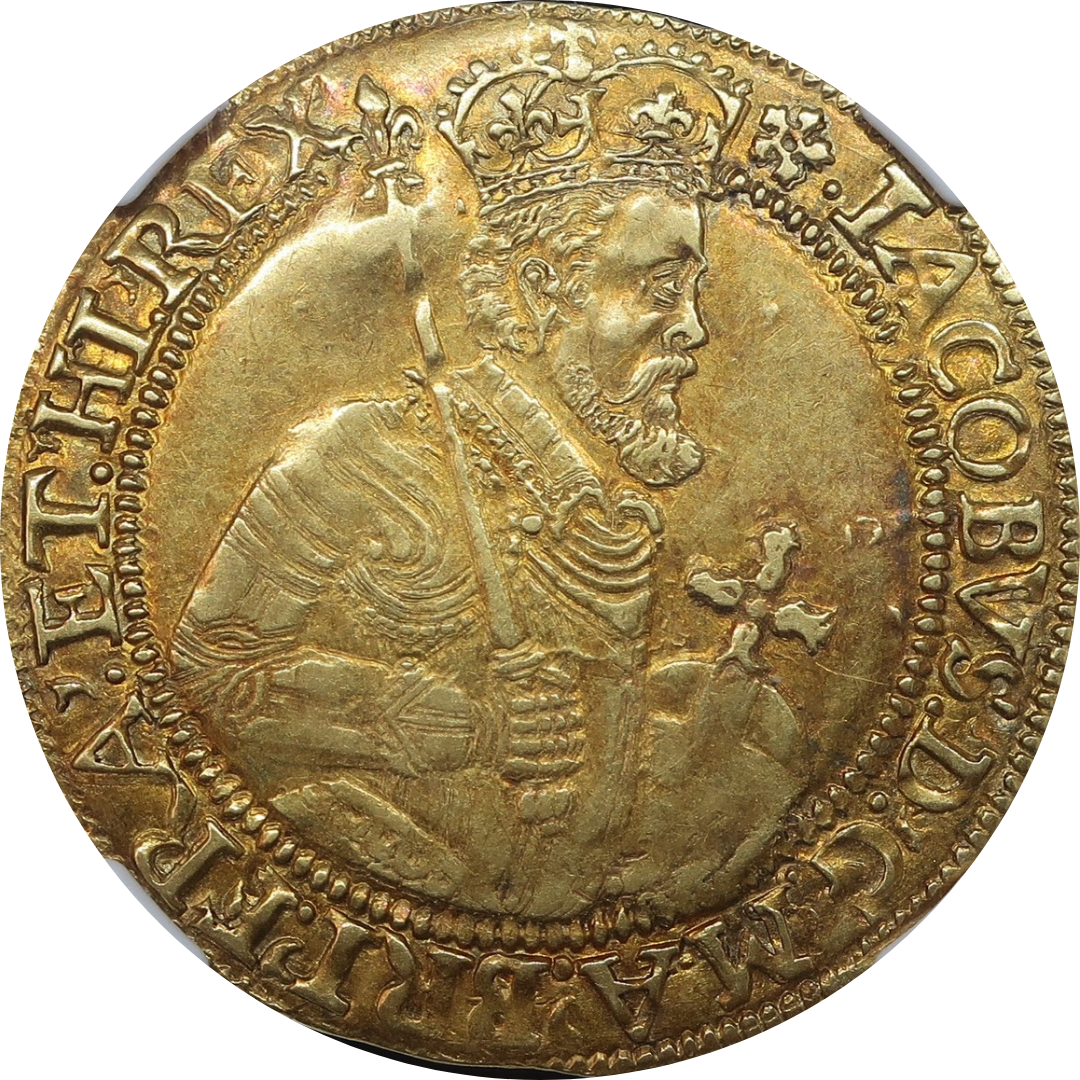 1613-15 イングランド ジェームズ1世 ユナイト金貨 AU58 NGC