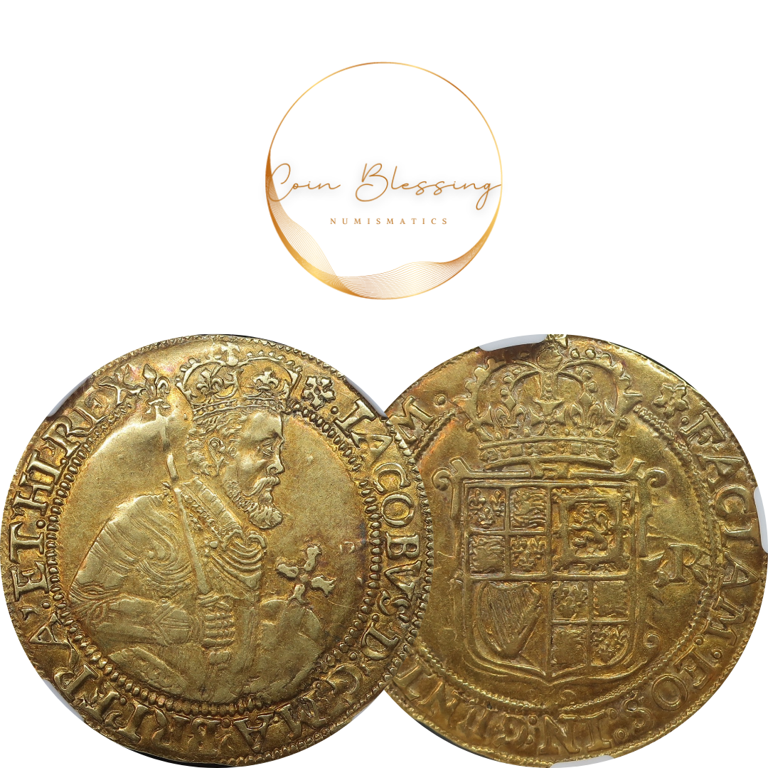 1613-15 イングランド ジェームズ1世 ユナイト金貨 AU58 NGC