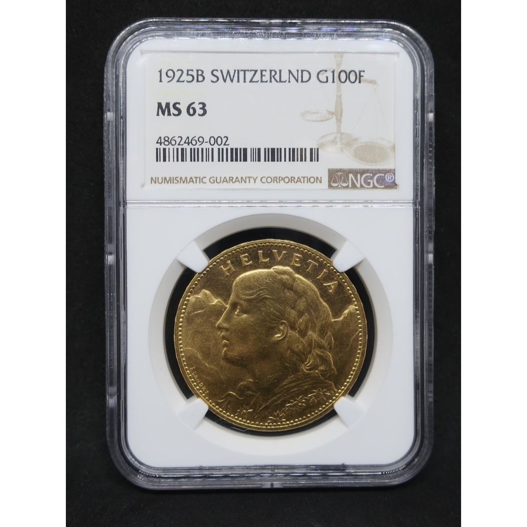 1925B スイス 100フラン金貨 ブレネリ MS63 NGC – CoinBlessing(コインブレッシング)