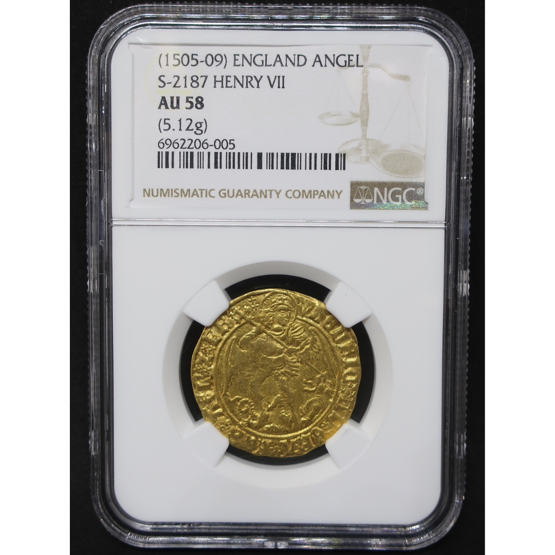 【ゴールドエンジェル】 1505-09 イギリス イングランド ヘンリー7世 エンジェル金貨 AU58 NGC