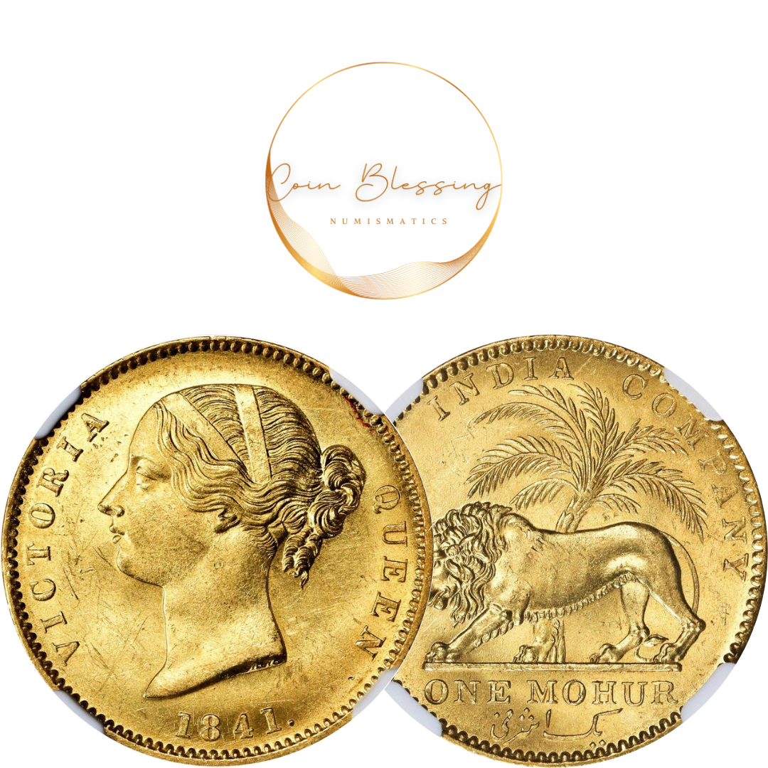 1841 イギリス領インド モハール金貨 東インド会社 ヴィクトリア MS62 1841 イギリス領インド モハール金貨 東インド会社 ヴィクトリア MS62
