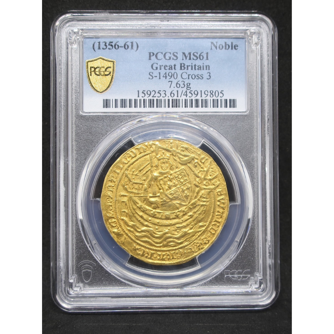 【黄金時代の一枚】1356-61 イギリス ノーブル金貨 エドワード3世 MS61 PCGS