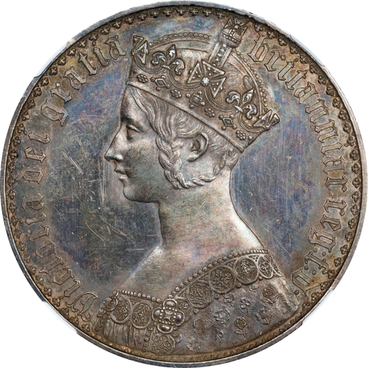 【銀貨の王様】 1847 ヴィクトリア ゴシッククラウン銀貨 プレーンエッジ ピュアシルバー PF61 NGC