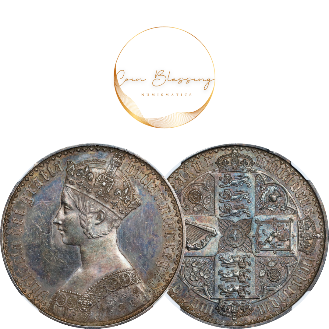 【銀貨の王様】 1847 ヴィクトリア ゴシッククラウン銀貨 プレーンエッジ ピュアシルバー PF61 NGC