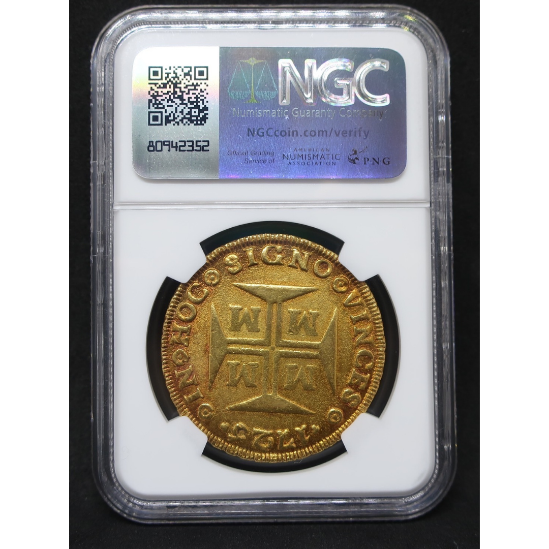 【超大型金貨！】1725M ブラジル 20000レイス 超大型金貨 MS62 NGC