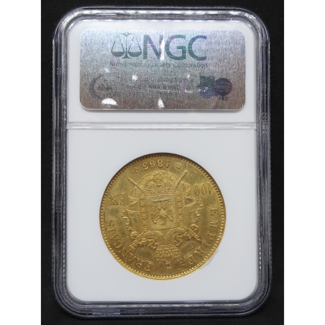 1863BB フランス 100フラン金貨 ナポレオン3世 MS63 NGC