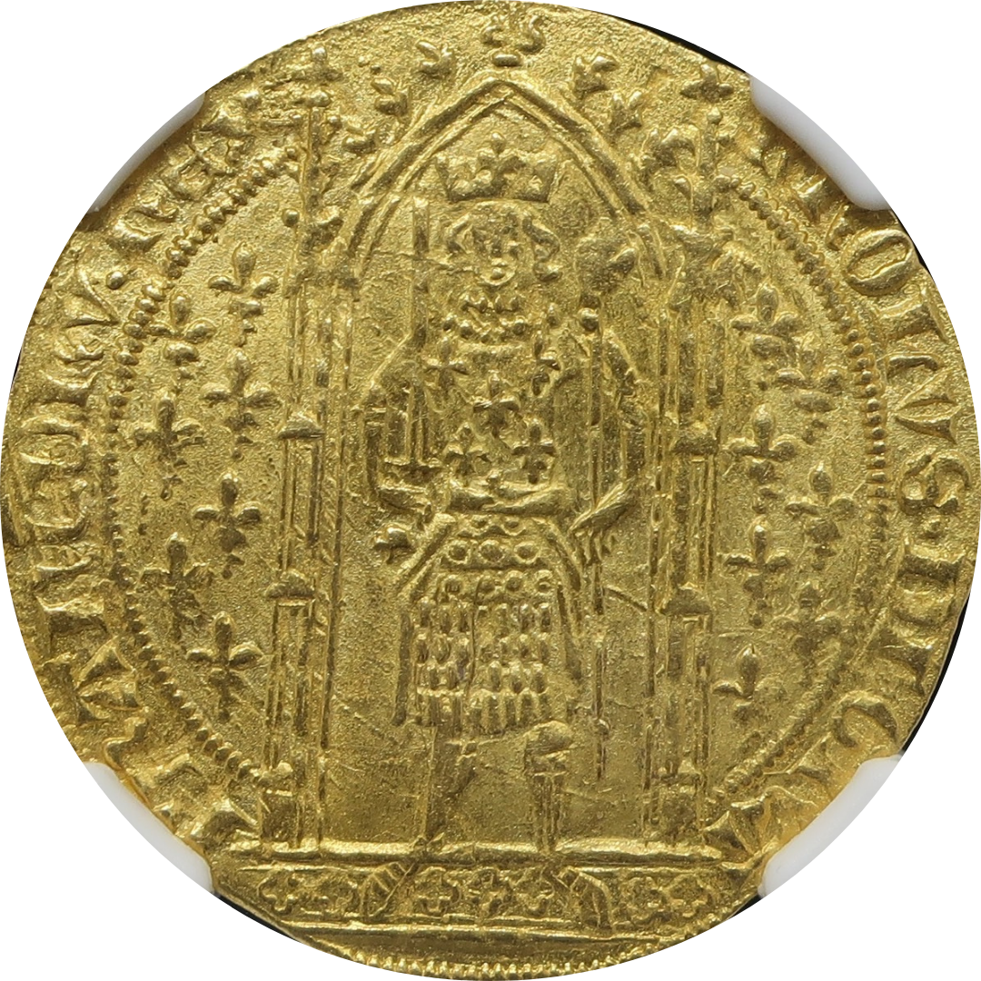 賢明王】1364-1380 フランス フランカ・ピエ金貨 MS63 NGC シャルル5世
