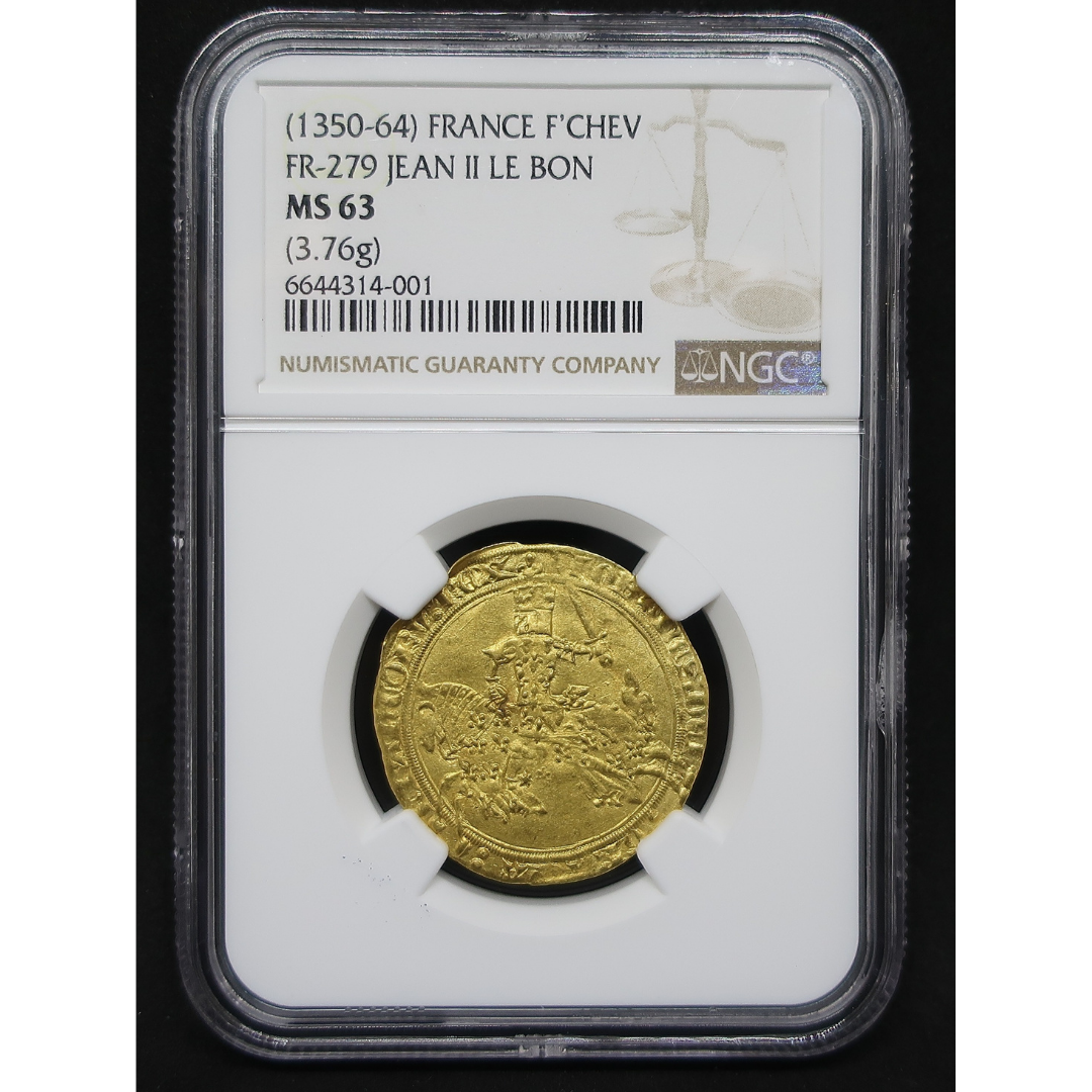 善良王】1350-64 フランス フランカシュヴァル金貨 MS63 NGC ジャン 善良王】1350-64 フランス フランカシュヴァル金貨 MS63 NGC ジャン