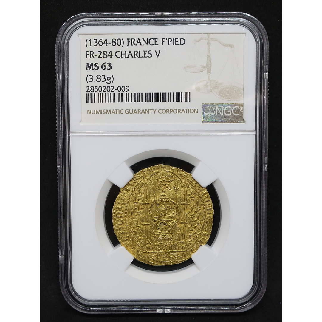 渓流あまごさん 優先 NGC-MS63RB フランス 万国博覧会記念 メダル 賢明王】1364-1380 フランス フランカピエ金貨 MS63 NGC