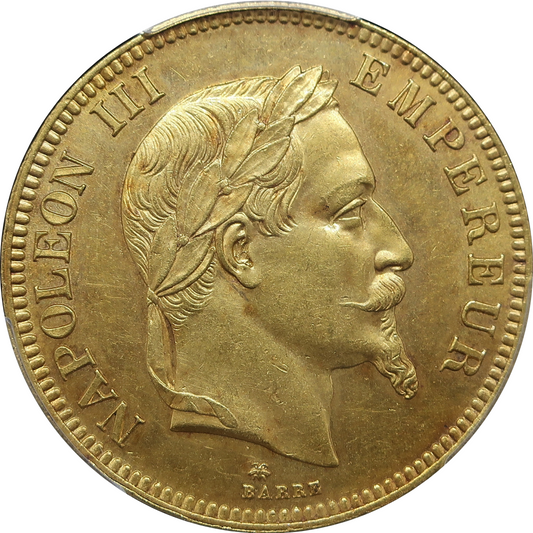 1869A フランス 100フラン金貨 皇帝ナポレオン3世 MS63 PCGS image1