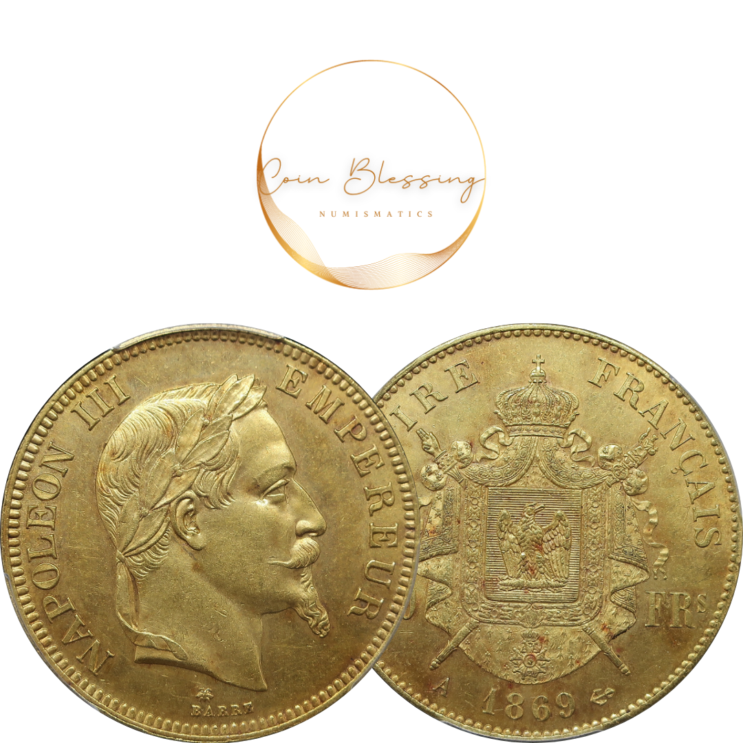 1869A フランス 100フラン金貨 皇帝ナポレオン3世 MS63 PCGS image3