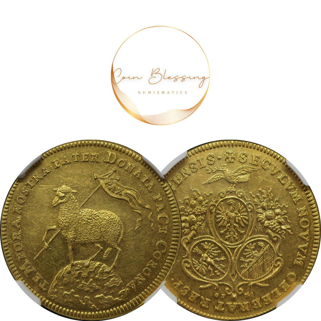 1700 ドイツ ニュルンベルク 2ダカット金貨 神聖ローマ帝国 MS61 NGC image3