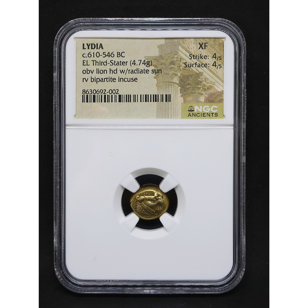 610-546BC リディア帝国 1/3スタテル金貨 エレクトラム XF 4/5-4/5 NGC - CoinBlessing(コインブレッシング)