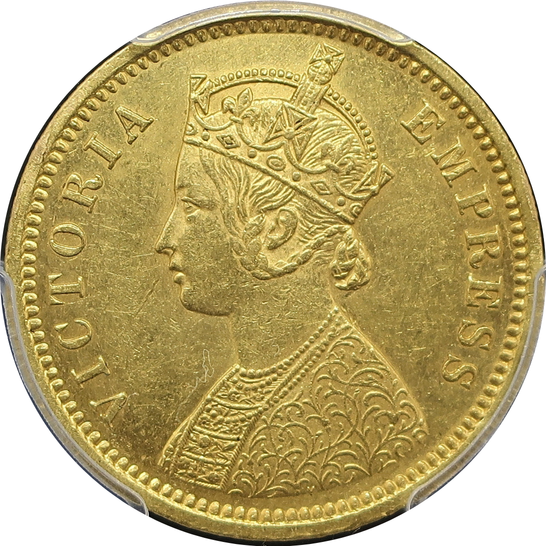 1877(C) インド 英領インド モハール金貨 ヴィクトリア カルカッタ  MS61 NGC鑑定済み image1