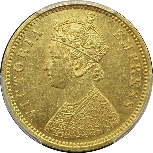 1877(C) インド 英領インド モハール金貨 ヴィクトリア カルカッタ  MS61 NGC鑑定済み image1