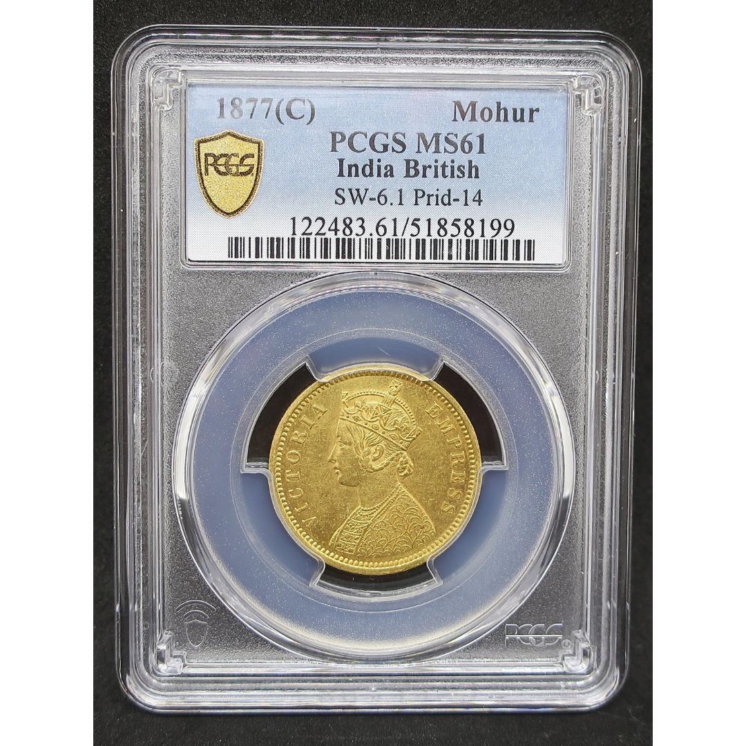 1877(C) インド 英領インド モハール金貨 ヴィクトリア カルカッタ  MS61 NGC鑑定済み image4