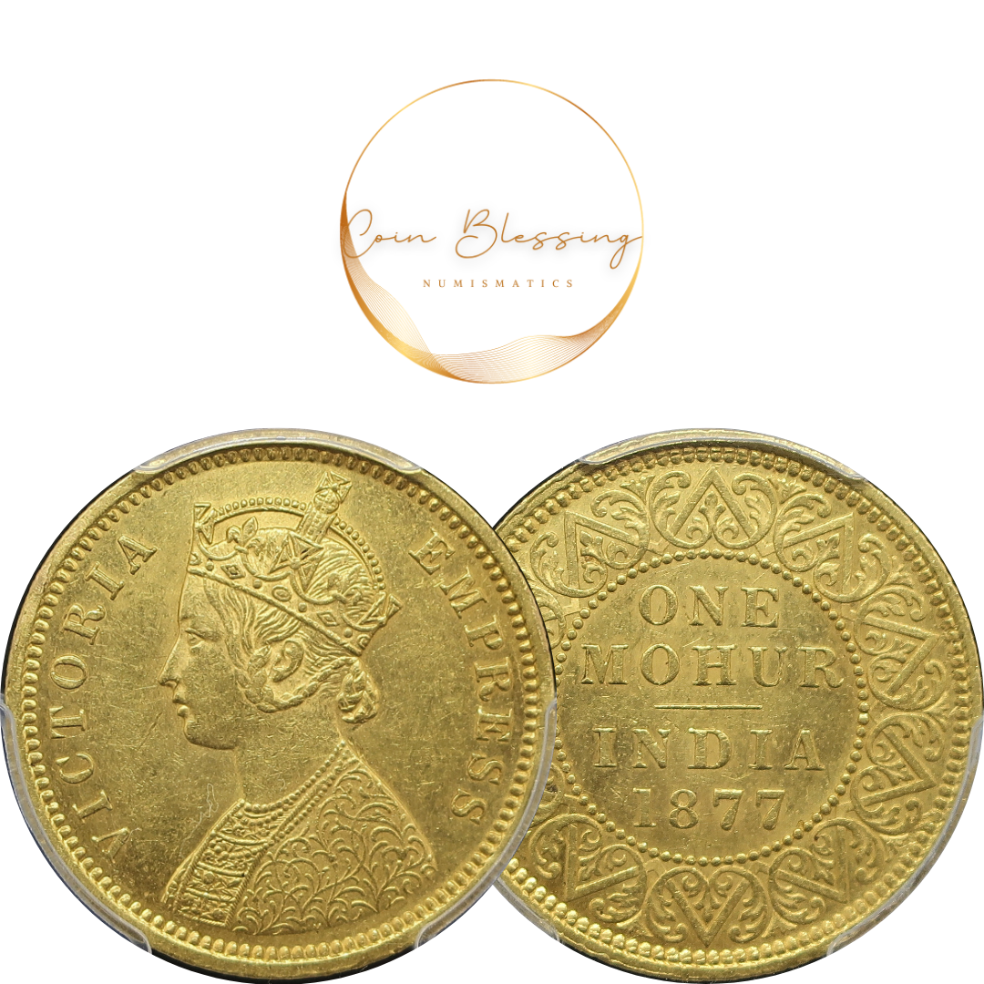 1877(C) インド 英領インド モハール金貨 ヴィクトリア カルカッタ  MS61 NGC鑑定済み image3