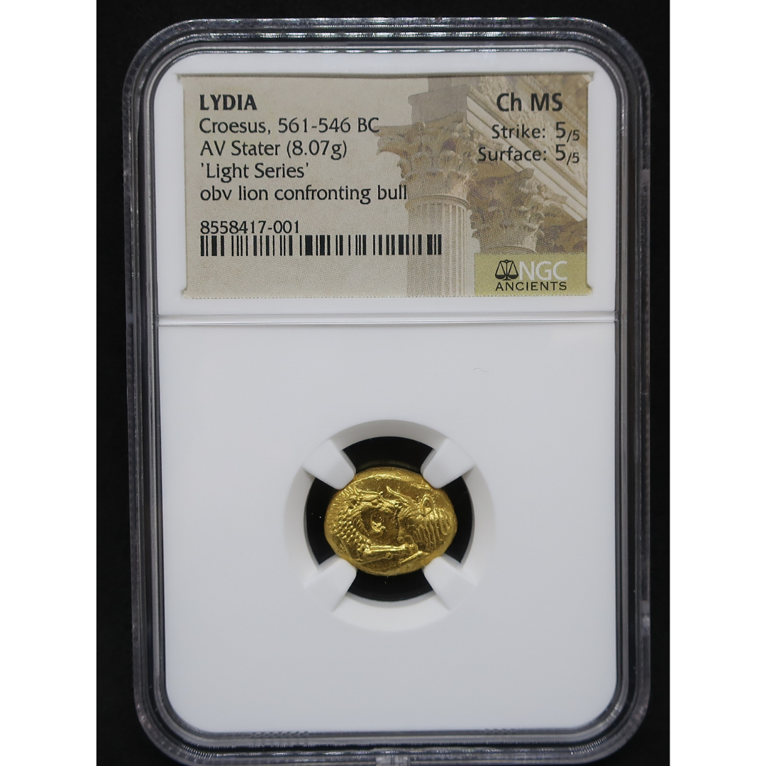 【満点】561-546BC リディア帝国 スタテル金貨 ChMS 5/5-5/5 クロイソス ライトシリーズ NGC鑑定済み - CoinBlessing(コインブレッシング)