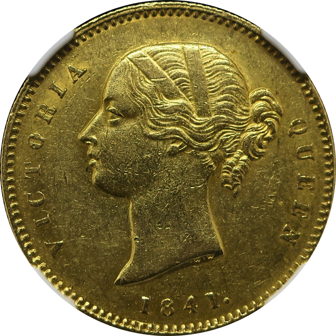 1841年 英領インド モハール金貨 東インド会社 NGC AU58 表面