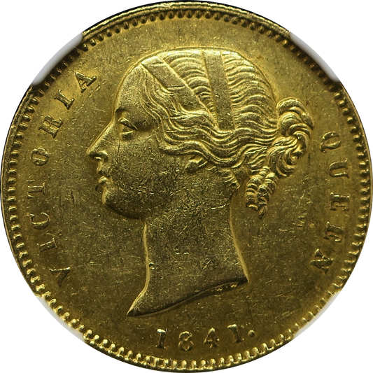 1841年 英領インド モハール金貨 東インド会社 NGC AU58 表面