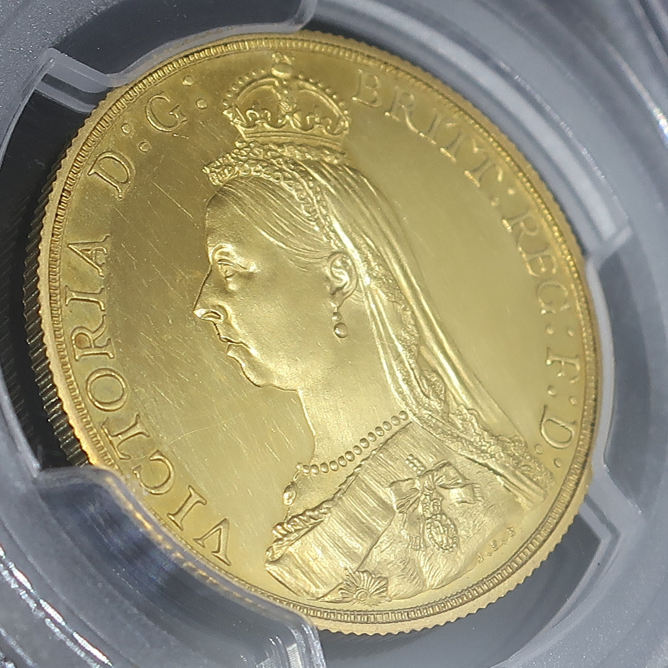 1887 イギリス 2ポンド金貨 ヴィクトリア女王 ジュビリーヘッド PR62 Cameo PCGS鑑定済み 表面拡大画像