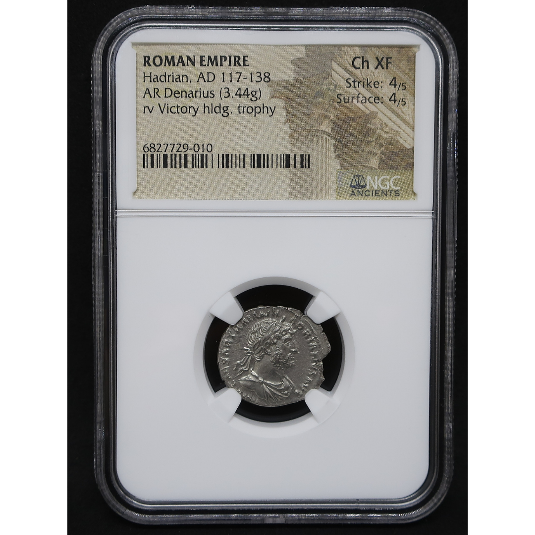 117-138 ローマ帝国 デナリウス銀貨 ハドリアヌス ChXF 4/5-4/5 NGC鑑定済み image4