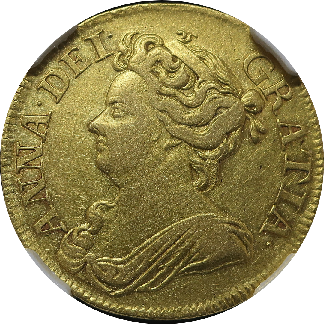 1711 イギリス ギニー金貨 アン女王 AU50 NGC image1