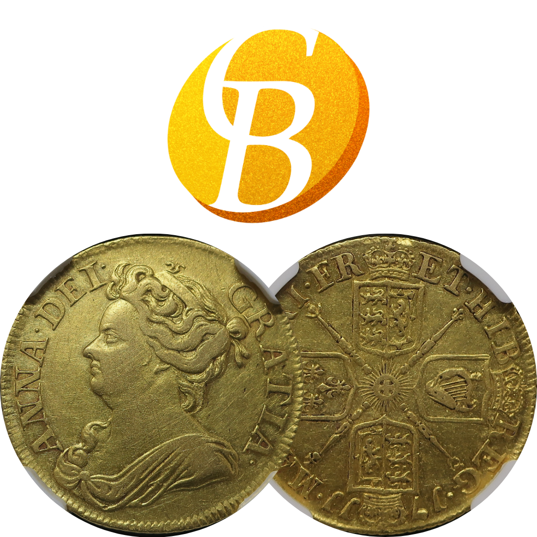 1711 イギリス ギニー金貨 アン女王 AU50 NGC image3